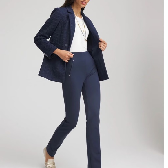 Chico's | Juliet Ponte Trim Detail Pants Navy - Picture 1 of 13
